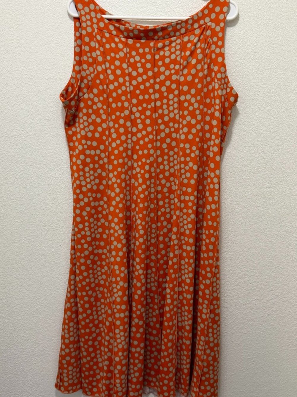 I LE New York orange and tan polka dot sleeveless dress, size 18